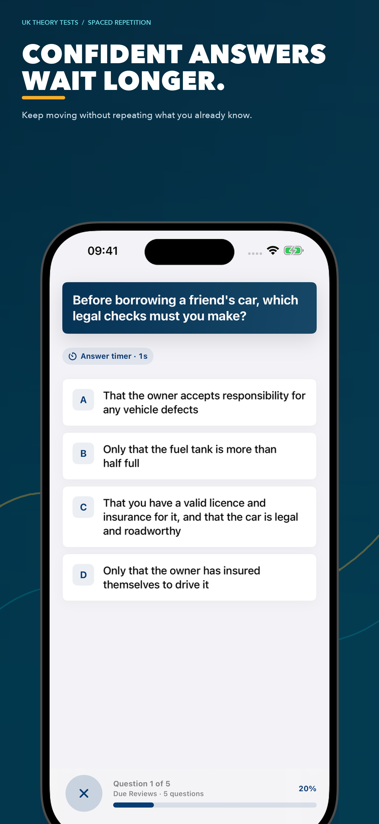 Car theory practice question