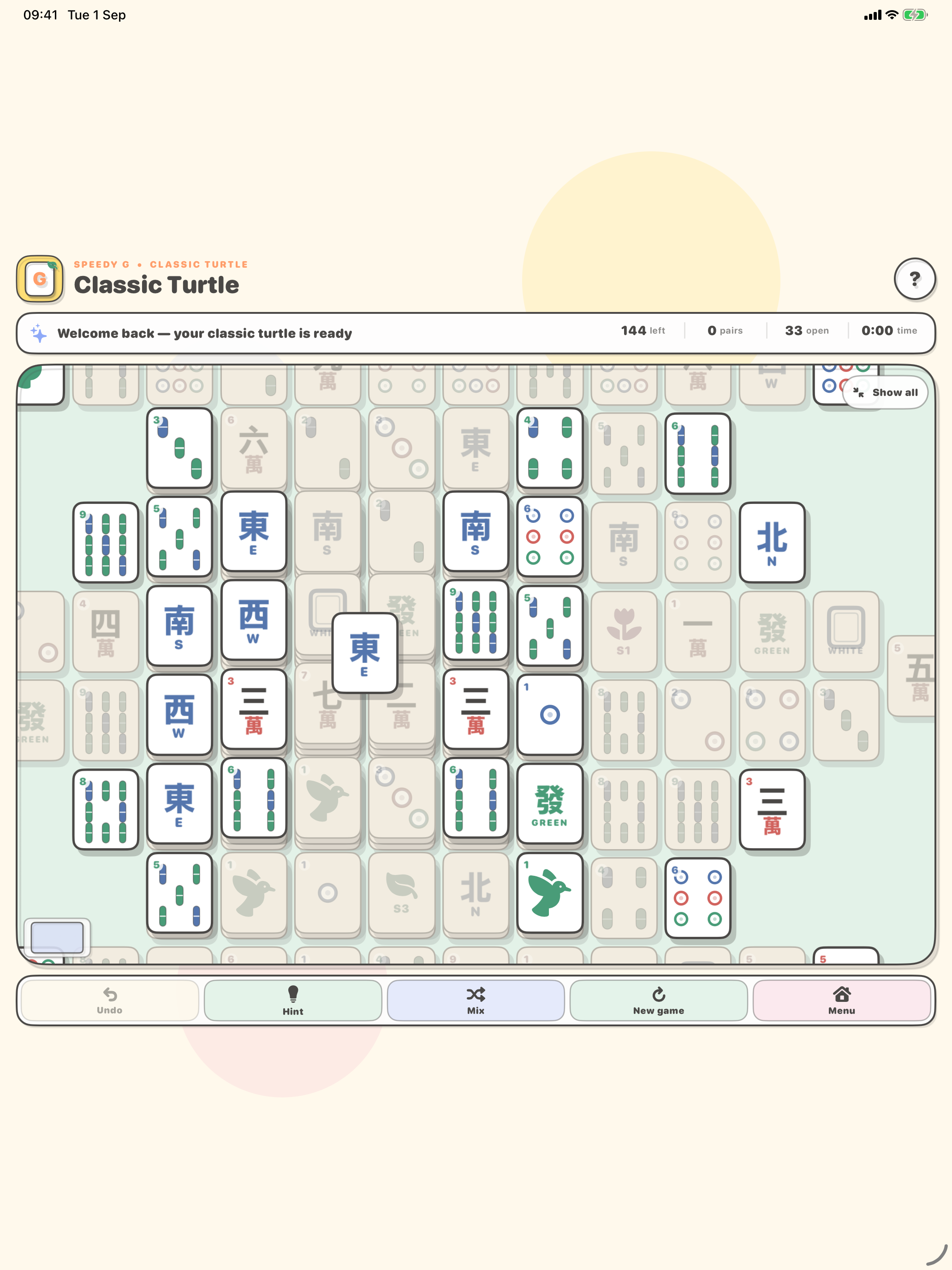Mahjong game on iPad