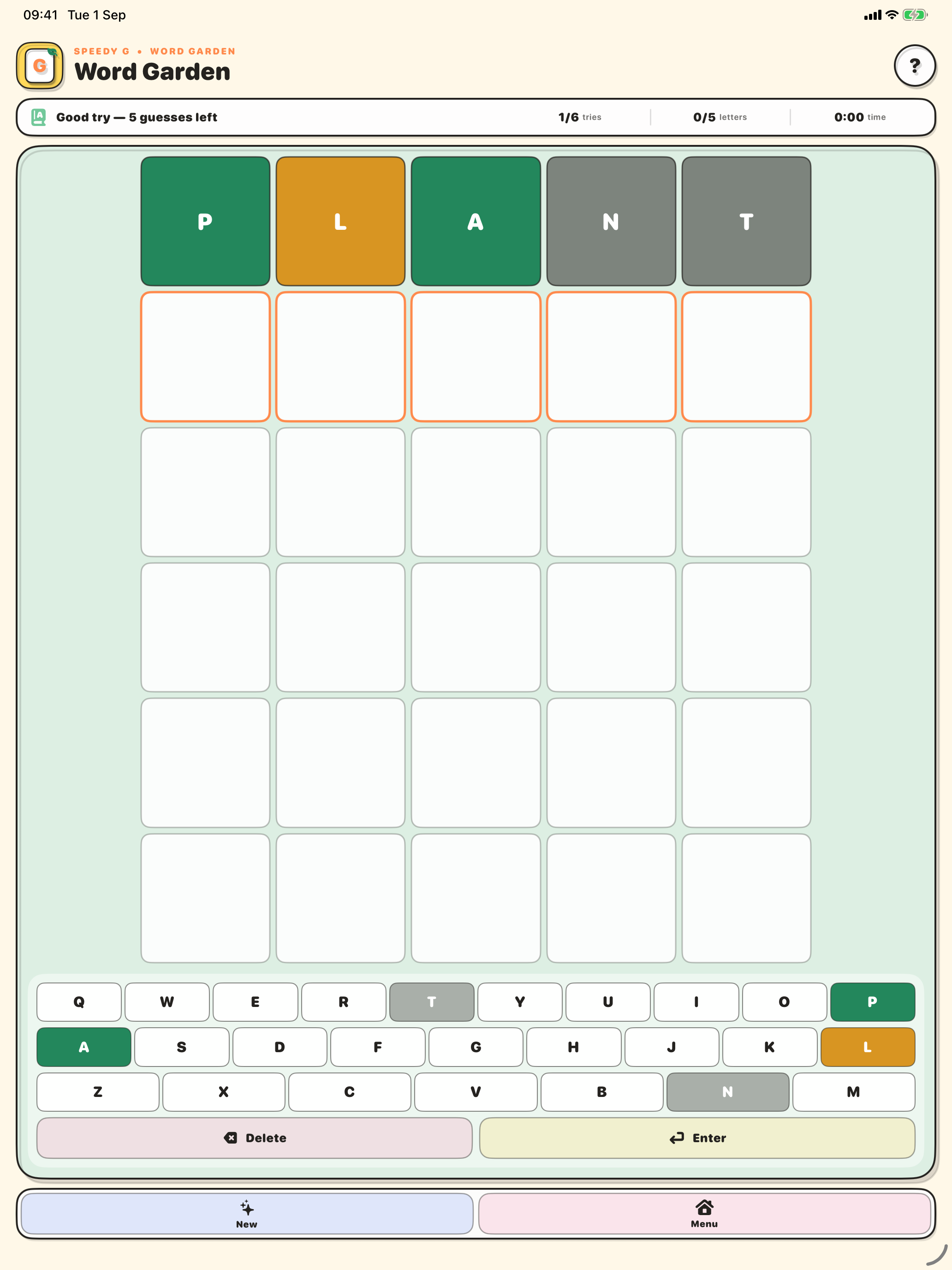 Word Garden game on iPad